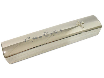 Baptism Certificate Box - Silver Plated