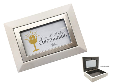 Communion Keepsake Box - White / Charcoal