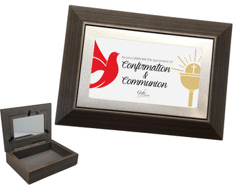 Combined Communion & Confirmation Keepsake Box - Wooden Look