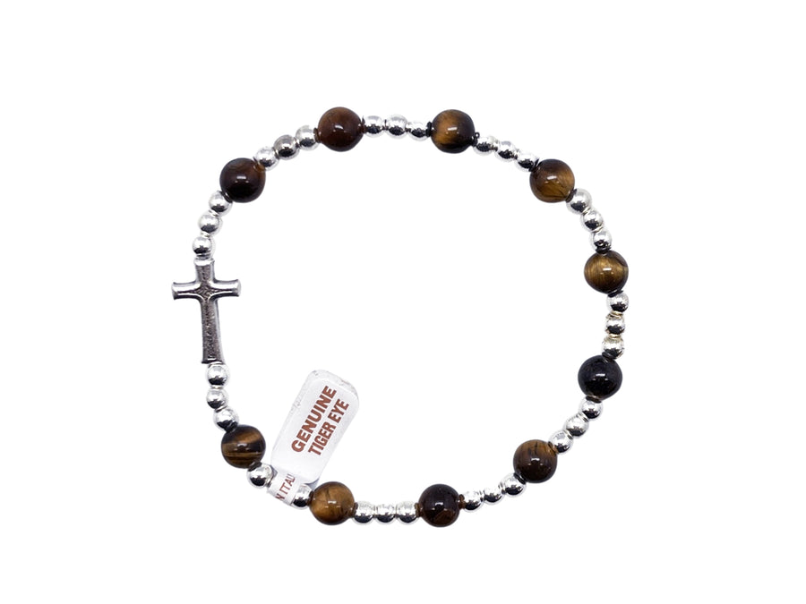 Precious Stone Rosary Bracelet - Aventurine / Hematite / Mother of Pearl / Tiger Eye / Turquoise / Amethyst