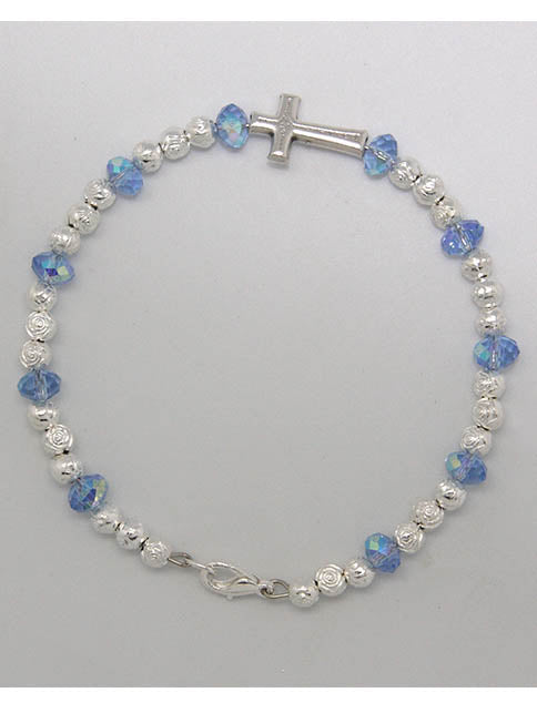 Crystal Rosary Bracelet - Blue / Light Blue / Green / Clear / Red