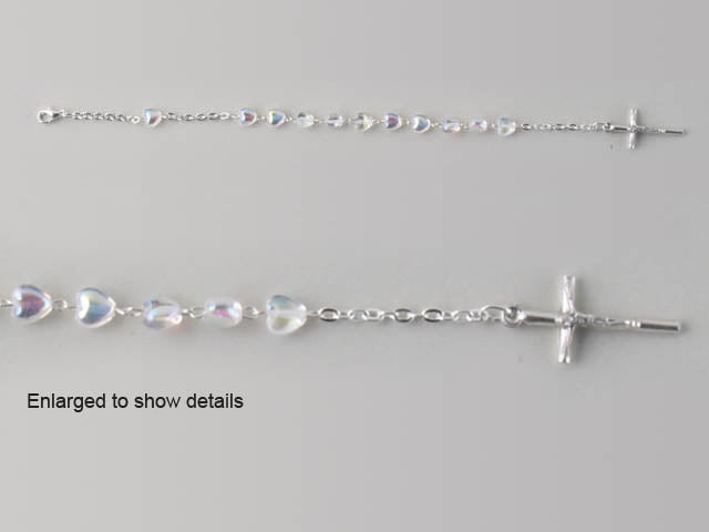 Glass Heartshape Bead Rosary Bracelet - 220mm