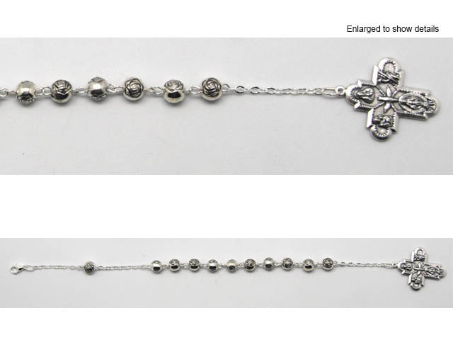 Metal Rose Bead Rosary Bracelet- 210mm