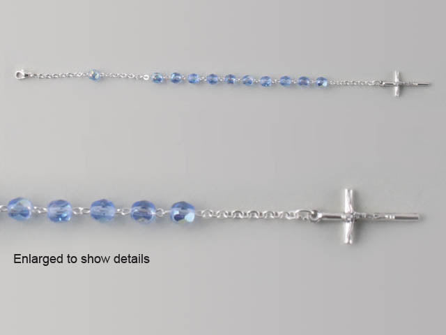 Glass Rosary Bracelet - Pink / Blue / Crystal - 220mm