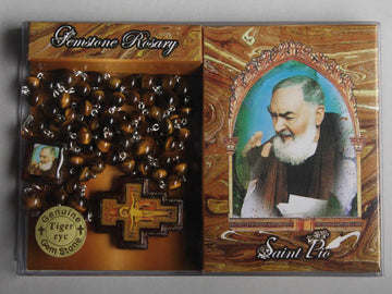 Padre Pio Tiger Eye Rosary