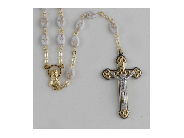 Ceramic Rosary With Cross - Black / White