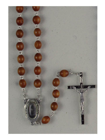 Wood Rosary with Lourdes Water Centrepiece