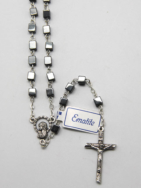 Square Bead Hematite Rosary
