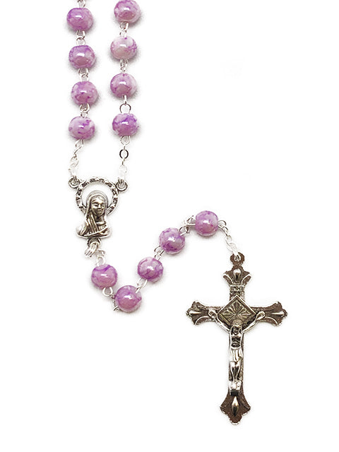 Glass Rosary Marble Look - Black / Blue / Pink / Purple