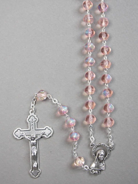 Glass Bead Rosary 7mm - Crystal / Red / Blue / Black / Pink / Green
