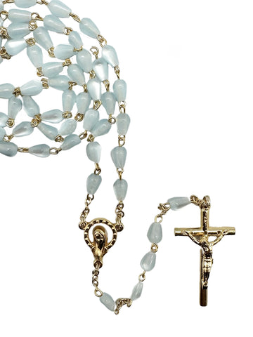 Mother of Pearl Rosary Tear Shape - Blue / Pink