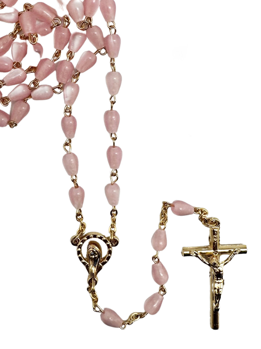 Mother of Pearl Rosary Tear Shape - Blue / Pink