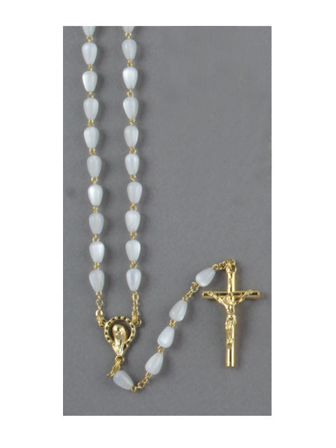 Tear Shape Mother of Pearl Rosary White