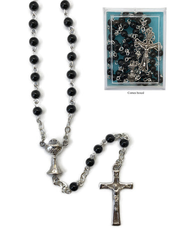 Plastic Communion Rosary - Black