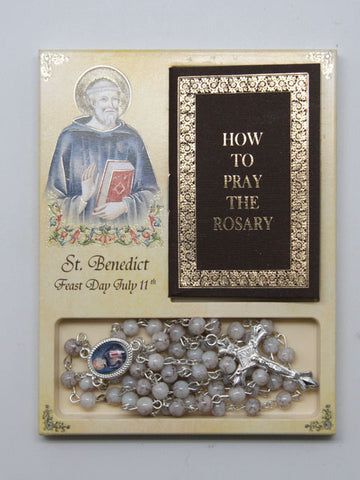 Padre Pio Glass Rosary with Booket