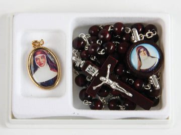 Mary MacKillop Wood Rosary with Medal