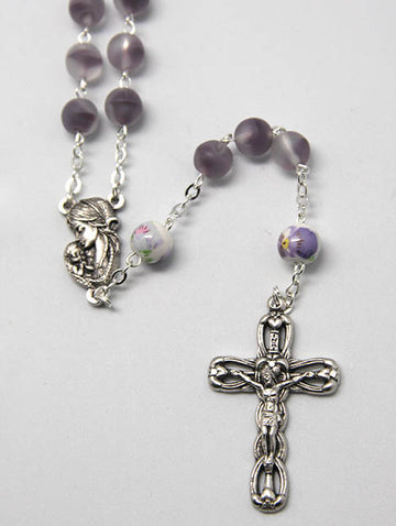 Frosted Glass Rosary - Purple