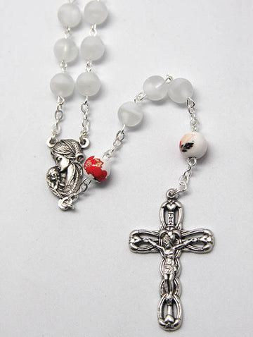 Frosted Glass Rosary - White