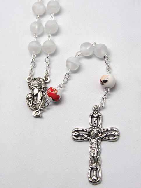 Frosted Glass Rosary - White