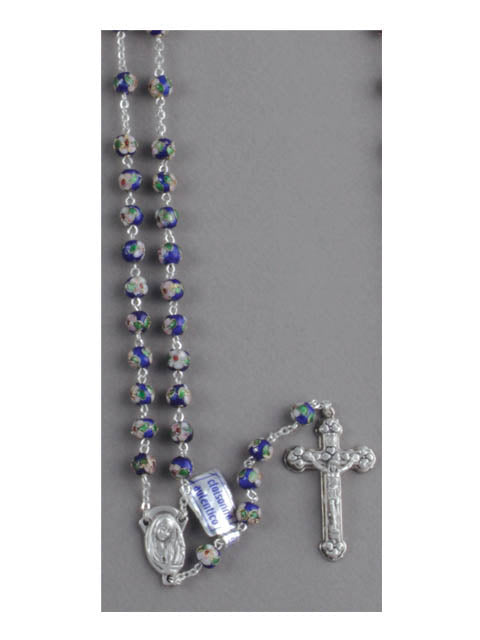Glass Cloisonné Rosary - Red / Pink / Blue / White