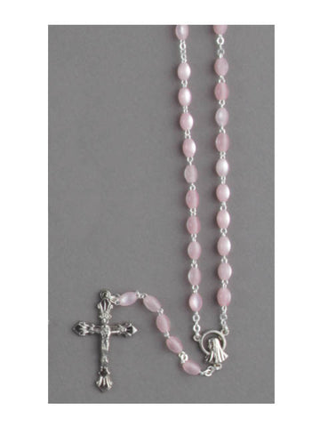Oval Shape Mother of Pearl Rosary - Pink / Blue / White
