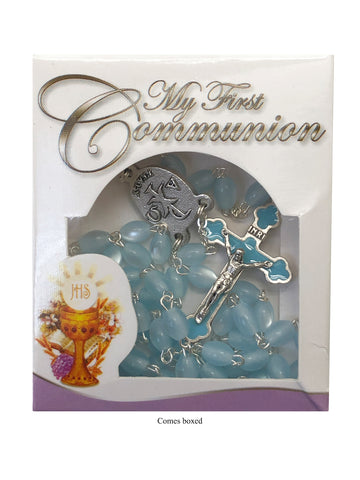 Communion Imitation Mother Of Pearl Rosary - Blue / Pink / White