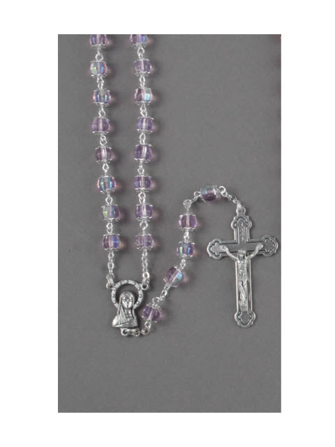 Crystal Rosary With Caps 7mm - Blue / Pink / Red / Black