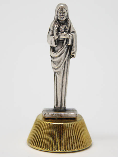 Mini Metal Statuette of Sacred Heart Of Jesus