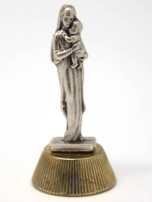Mini Metal Statuette of Mother & Child