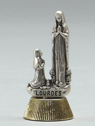 Mini Metal Statuette of Our Lady Of Lourdes