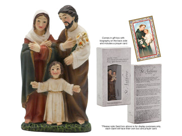 Holy Family Boxed Resin Statue With Prayer Card 9cm