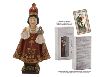 Infant of Prague Boxed Resin Statue With Prayer Card 9cm