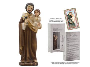 St Joseph Boxed Resin Statue With Prayer Card 9cm
