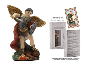 St Michael Boxed Resin Statue With Prayer Card 9cm