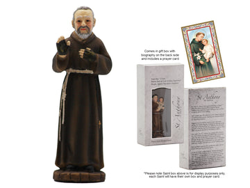 Padre Pio Boxed Resin Statue With Prayer Card 9cm