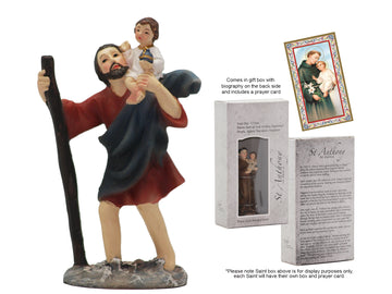 St Christopher Boxed Resin Statue With Prayer Card 9cm