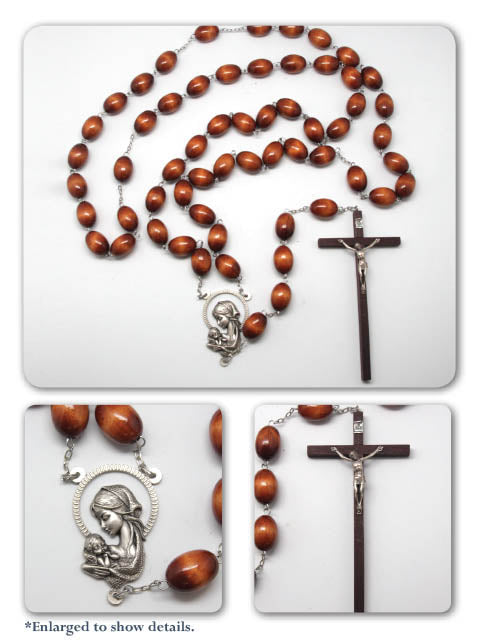 Large Wall Rosary Wooden Oval