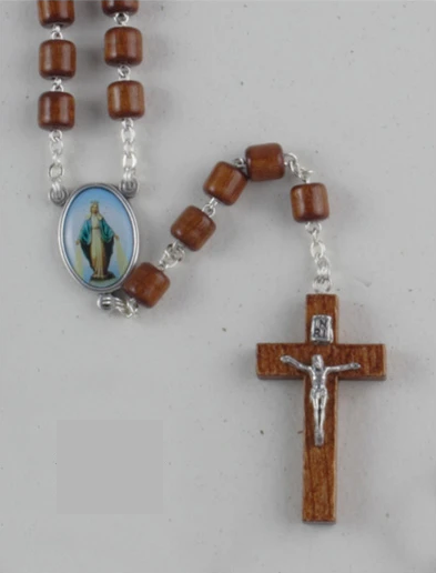Wooden Rosary Cylinder Beads - Miraculous
