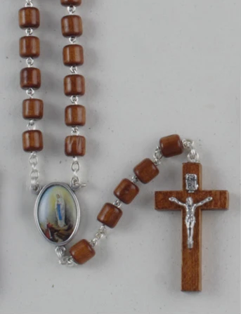 Wooden Rosary Cylinder Beads - Lourdes